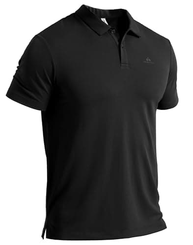 Image of Pioneer Camp Men's Polo Shirts Short Sleeve - Casual & Breathable Golf Shirts for Men - Classic Quick-Dry Shirts with UPF 50+ Black