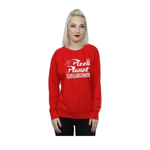 Image of Disney Women's Toy Story Pizza Planet Logo Sweatshirt X-Large Red
