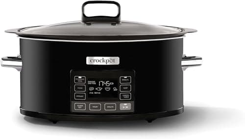 Image of Crock-Pot TimeSelect Slow Cooker | Programmable Digital Display | 5.6 L (7+ People) | Removable Hob-Safe Bowl Sears Meat & Vegetables | Black [CSC093]