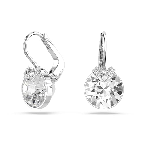 Image of Swarovski Bella Drop Pierced Earrings, with Clear Crystals, Rhodium Plated Setting and Clear Crystal Pavé, a Part of the Bella Collection