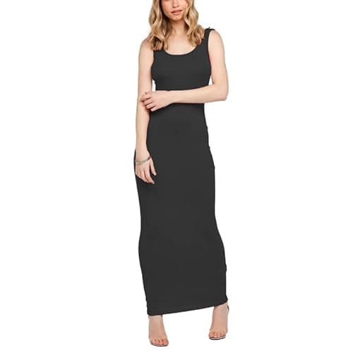 Image of P&R DANCEWEAR LTD Women’s Racer Back Maxi Dress Plain Stretch Jersey Modern and Classy (Black, S-M)