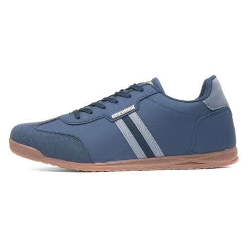 Image of Lambretta Tackle Mens Navy Lace Up Trainer - Size 10 UK - Blue