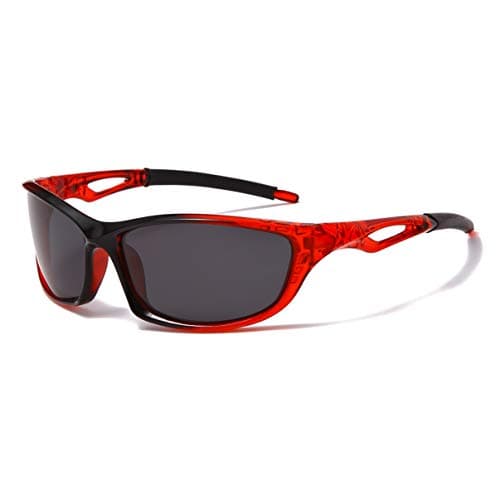 Image of Long Keeper Polarised Sports Sunglasses For Men Women UV Protection Eyewear For Cycling Golf Fishing Running Sunglasses (Black Red Frame Grey Lens)