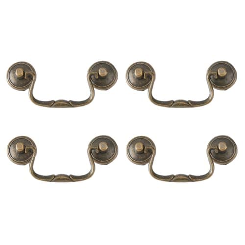 Image of SUPERFINDINGS 4 Sets 3.6inch Vintage Bail Pull Handles Antique Bronze Furniture Hardware Bail Pull Drawer Ring Pull Handles Alloy Drop Cabinet Drawer Pull for Kitchen Cabinet Bedside Cupboard