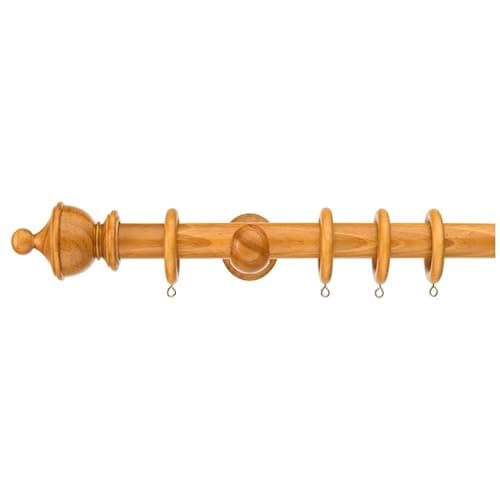 Image of Swish Naturals Urn 35mm Wooden Curtain Pole Set, Antique Pine, 180cm