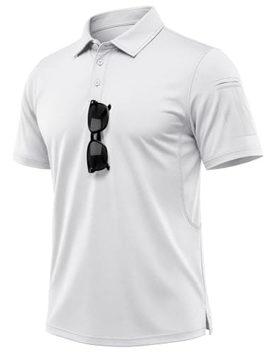 Image of MAGCOMSEN White Polo Shirt Mens Quick Dry Moisture Wicking Short Sleeve Classic Polo Shirts Casual Golf Bussiness, XL