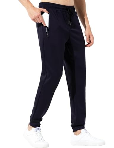 Image of Casey Kevin Men's Joggers Tracksuit Bottoms Sweatpants Sports Trousers Gym Joggers with Zip Pockets Drawstring Slim fit Causal Running Clothes,Navy,Blue,M
