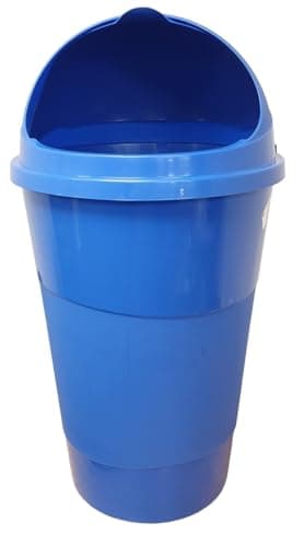 Image of Easy Shopping® 50L BLUE Plastic Bullet Bin Wastepaper Recycle Dustbin Flap Lid Kitchen, Home Office Rubbish Trash Basket