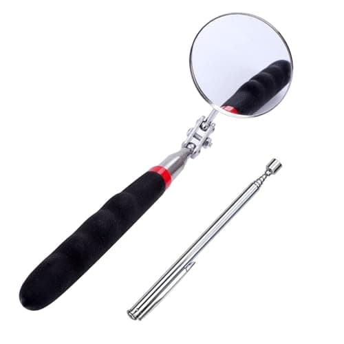 Image of NIYATA 2Pcs Large Telescopic Inspection Mirror Set,Automotive Telescopic Inspection Mirror,Stainless Steel Inspection Mirror Telescopic,50mm Mirrors with 1.5lb Extendable Magnetic Pick Up Tool