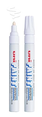 Image of Uni-Ball Uni Paint PX-20 Oil-Based Paint Markers, Medium Line (1.8-2.2mm), White, 2 Count