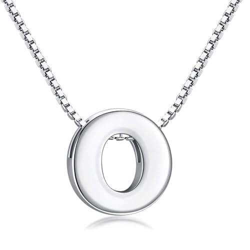 Image of Candyfancy 1.0mm 18 inch 925 Sterling Silver 26 Small Letters Alphabet A-Z Initial Pendant Box Chain Necklace (O with Chain)