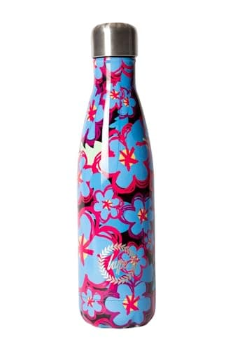 Image of Hype Flowers Thermal Water Bottle (One Size) (Blue/Pink/Black)