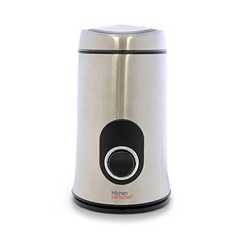 Image of KitchenPerfected 150W 50g Spice & Coffee Grinder / One Touch Operation / Quiet Motor / Stainless Steel Blades / Transparent Lid / Safety Cut-Off / Safety Locking Lid - Brushed Steel - E5602SS