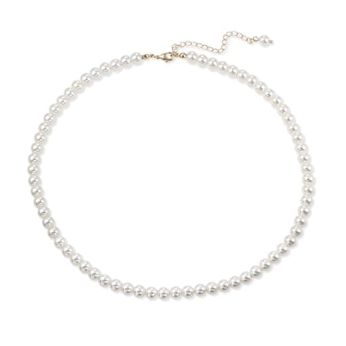 Image of Aliyoham 18K Gold Plated Classic Pearl Necklace for Women, White Cultured Pearls - Minimalist Dainty Jewelry, a Thoughtful Birthday Gift for Her & Everyday Wear