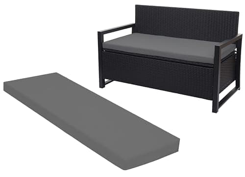 Image of Crescent Textile 100% Waterproof Garden Bench Cushion 2/3/4 Seater Outdoor Long Bench Seat Pad for Lawn & Garden, Patio, Office, Coffee Shop with Removable Cover (2 Seater 108cm x 45cm x 5cm, Gray)
