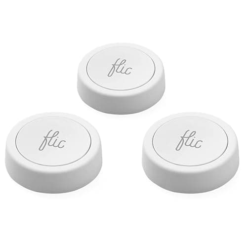Image of Flic Smart Button White – 3 Pack. Control Lights, Music & More with Push, Double Push, or Hold. Works with Alexa, HomeKit, Matter. Setup via Flic App for iOS & Android. Bluetooth & WiFi Required.