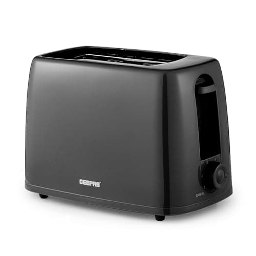 Image of GEEPAS 2 Slice Toaster | 6 Browning Levels with Cancel Function | For Thin Small Bread Slice, Removable Crumb Tray Cool Touch Housing High Lift | Space-Saving Design | 1 Yr Warranty 650W Black