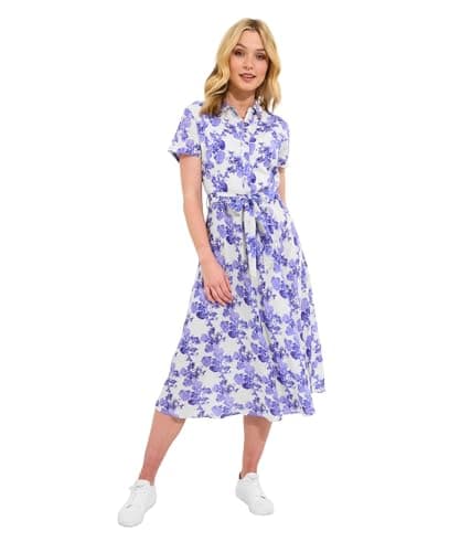 Image of Joe Browns Women's Fashion Vintage Floral Tie Waist Shirt Dress, Regular Fit, Black, UK 12