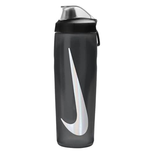 Image of Nike Refuel Bottle Locking Lid 24oz 709 ml Water Bottle Sports Bottle Training Fitness Leakproof, Anthracite/Black/Silver Iridescent