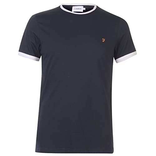 Image of Farah Men's Groves Ringer T-shirt T Shirt, True Navy, XL UK
