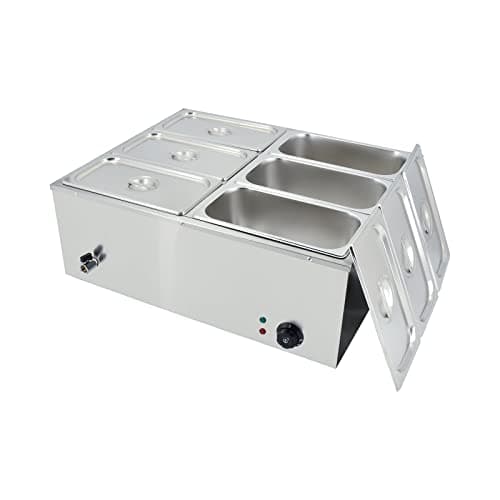 Image of TAIMIKO Electric Food Warmer Bain Marie 1500W Commercial Countertop Stainless Steel Buffet Wet Well Sauce Food Warmer Steam Table Temperature Control Range 30-85°C (6x1/3 GN Pans)