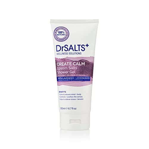 Image of DrSALTS+ Create Calm Shower Gel - Soothing Epsom Salts to Relax Body & Mind with Lavender, Chamomile & Lemongrass Essential Oils - Vegan & Cruelty-Free, 200ml
