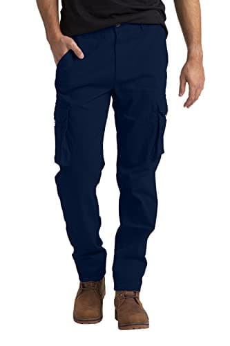 Image of westAce Men's Cargo Work Trousers Casual Stretch Cotton Heavy Duty Relaxed Fit Durable Safety Multi Pockets Construction Work Hiking Combat Work Utility Cargo Pants 32W-44W (Navy, 34W / 30L)