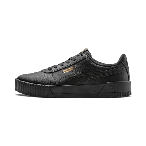 Image of PUMA Women's Carina L Sneaker, Black Black Black Team Gold, 7 UK