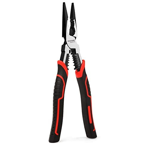 Image of HAUTMEC 9" Needle Nose Pliers,High Leverage Combination Pliers 4 in 1 Multifunctional Heavy Duty Long Nose Pliers HT0274-PL