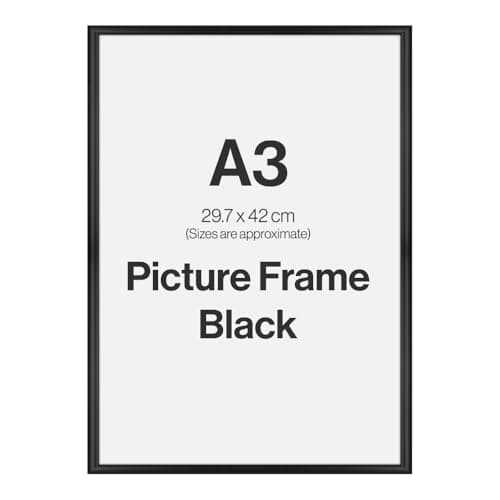 Image of Modern Black A3 Photo Frame for A3 (29.7 x 42cm) Photos or Pictures, Plexi Glass, Wall Mounted Landscape or Portrait