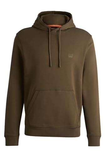 Image of BOSS Mens Logo Patch Hoodie Open Green 3XL