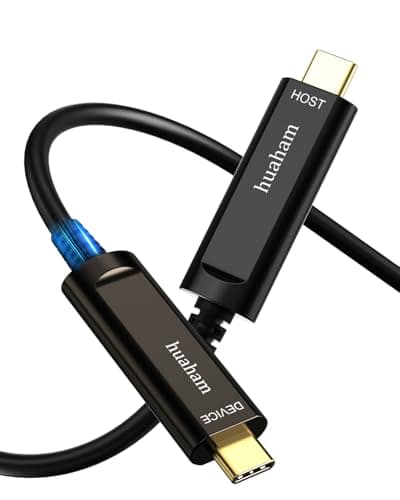Image of huaham Fiber Optic USB C to USB C Cable 10m, 10Gbps High Speed Type C 3.1 Cable for Webcam,VR/AR, Xbox 360, Camera,TV,Laptop,Projector etc