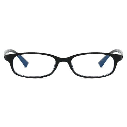 Image of LJCZKA Rectangle Blue Light Glasses for Women Y2K Small Rectangular Glasses Narrow Frame Anti Eyestrain Headache Eyeglasses for Computer Gaming (Black, 0.0, x)