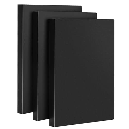 Image of JEFURE A4 Display Folder with Plastic Sleeves, Display Book Folders with 40 Pockets, Presentation Folder, Project Folders for Storing Document and Certificate(3 Book, Black)