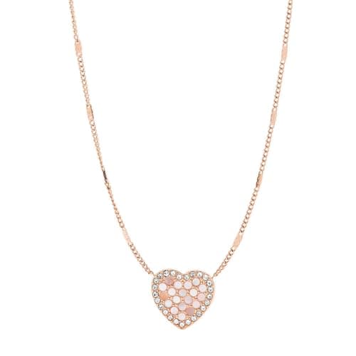 Image of Fossil Necklace for Women Vintage Glitz, Total Length: 40.6 cm + 5.1 cm Extension Chain / Pendant: 11mm x 12mm Rose Gold Stainless Steel Necklace, JF03164791