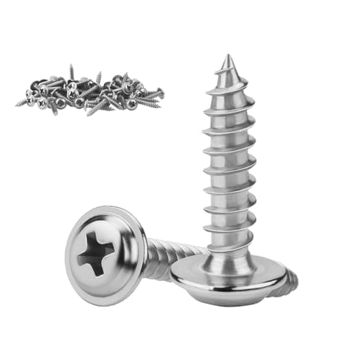 Image of KGGZKG 30 Pcs Pan Head Screws M5x16x10.5mm Phillips Wafer Head 304 Stainless Steel Wood Screws Self Tapping Screws Multi Purpose Round Dome Head with Washer for Construction Hardware Silver