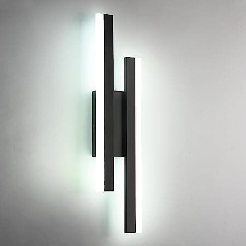 Image of Riserva Black LED Wall Lights Indoor 16W, Long Modern Wall Light 6500K Cool White, Creative Parallel Lines Design Wall Lamp for Bedroom, Living Room, Corridor, Hallway