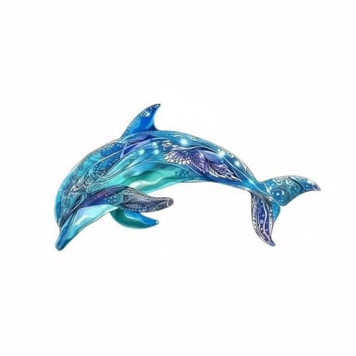 Image of MotiveTech Metal Dolphin Wall Art, Sea Theme Wall Sculpture with Vivid Colors, Dolphin Art for Indoor Outdoor Use, Rustproof Painted Decor for Washroom, Bathroom, Living Room, Patio