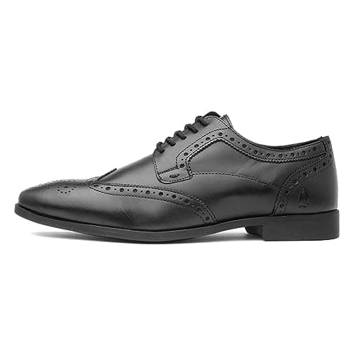 Image of Hush Puppies Men's Elliot Brogue School Uniform Shoe, Black, 8 UK Medium