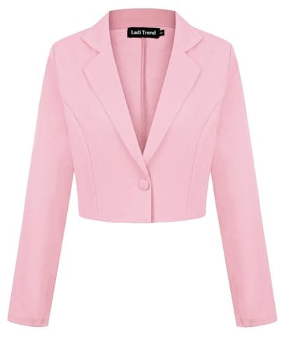 Image of LADI TREND Womens Cropped Blazers Suit One Button Suits Jackets Elegant Business Formal (Pink M)