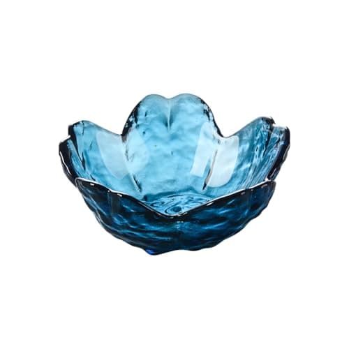 Image of Glass Flower Ring Dish Small Crystal Jewelry Tray Cute Earring Dish Bowl Bathroom Jewelry Plate Bowl Small Necklace Holder Dish Decorative Trinket Bowl Modern Accent Tray Dark Blue