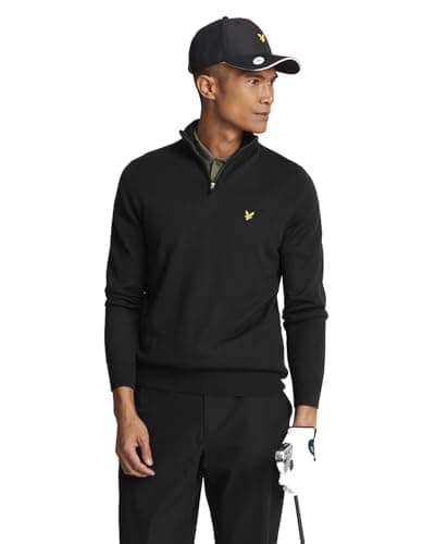 Image of Lyle & Scott Mid Knits Golf Quarter Zip Merino Jumper Z865 Jet Black, M