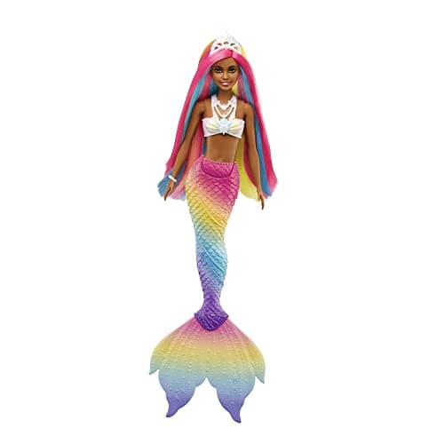 Image of ​Barbie Dreamtopia Rainbow Magic Mermaid Doll with Rainbow Hair and Water-Activated Color Change Feature, Gift for 3 to 7 Year Olds