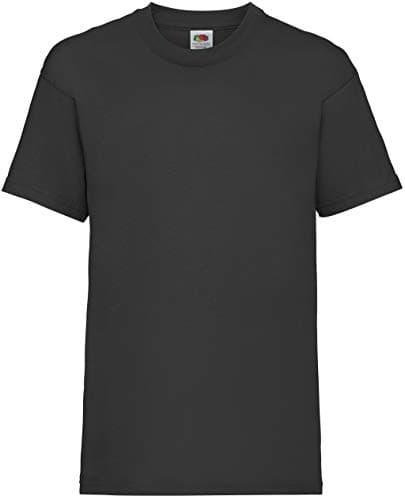 Image of FRUIT OF THE LOOM Unisex Kids Valueweight Short Sleeve T Shirt, Black, 9-11 Years UK
