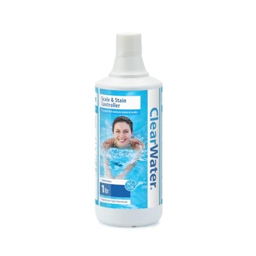 Image of Clearwater Scale and Stain Controller Treatment for Filter Pumps, Hot Tubs, Spas and Pools, 1 Litre, White