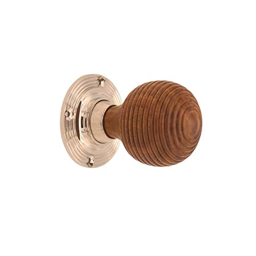 Image of Infinity Decor Roosewood & Pure Ebony Wood Door Knobs/Wooden Beehive Victorian Mortice Rim Knob/Solid Brass Rose Plate Polished Nickel Finish (Rosewood Beehive)