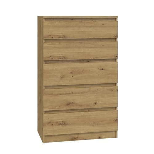 Image of WHATSIZE ENTERPRISE – Moderna – Large Chest of Drawers – Contemporary 5 Drawer Bedside Table & Night Stand - Office, Lounge & Bedroom Furniture Storage Cabinet, Artisan