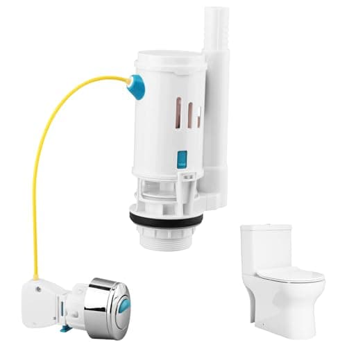 Image of Adjustable Toilet Dual Flush Valve with Push Button Toilet Flush System Replacement 2'' Outlet 280mm Cable Concealed Cistern Flush Parts Replacement