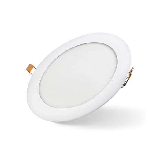Image of Bright Source LED Round Panel Downlight, Slimline Recessed Ceiling Spotlight, White Trim, 12W, 960lm, 3CCT Adjustable Colour 3000K 4000K 6000K, IP20, 155mm Cutout