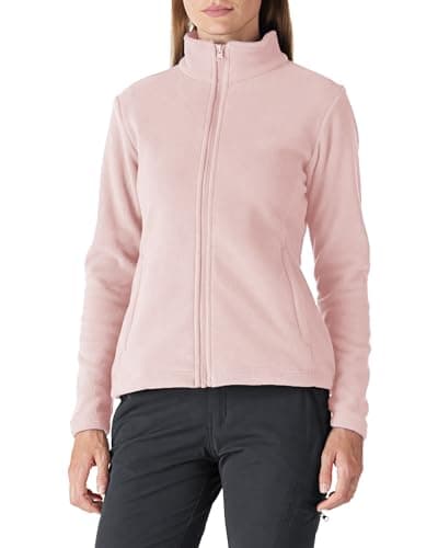Image of Outdoor Ventures Womens Fleece Jackets Ladies Lightweight Warm Full Zip Coat Soft Outerwear Running Jacket With 4 Large Pockets Pink 3XL